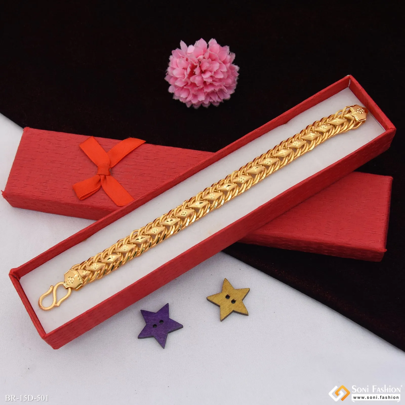 Fashionable Design Gold Plated Linked Bracelet for Men - Style D501
