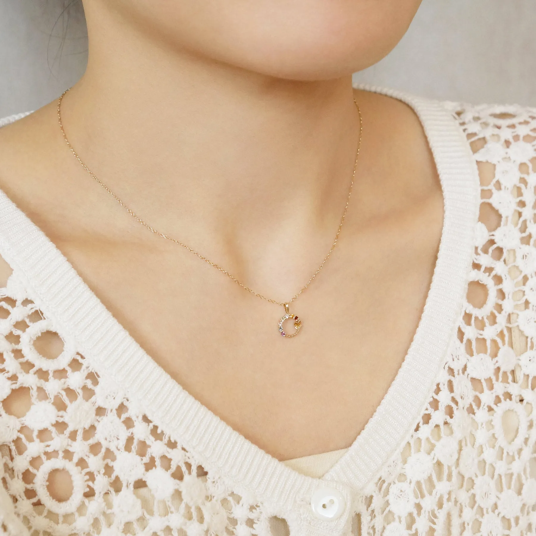 [GARDEN] 10K Rainbow Necklace Charm (Yellow Gold)