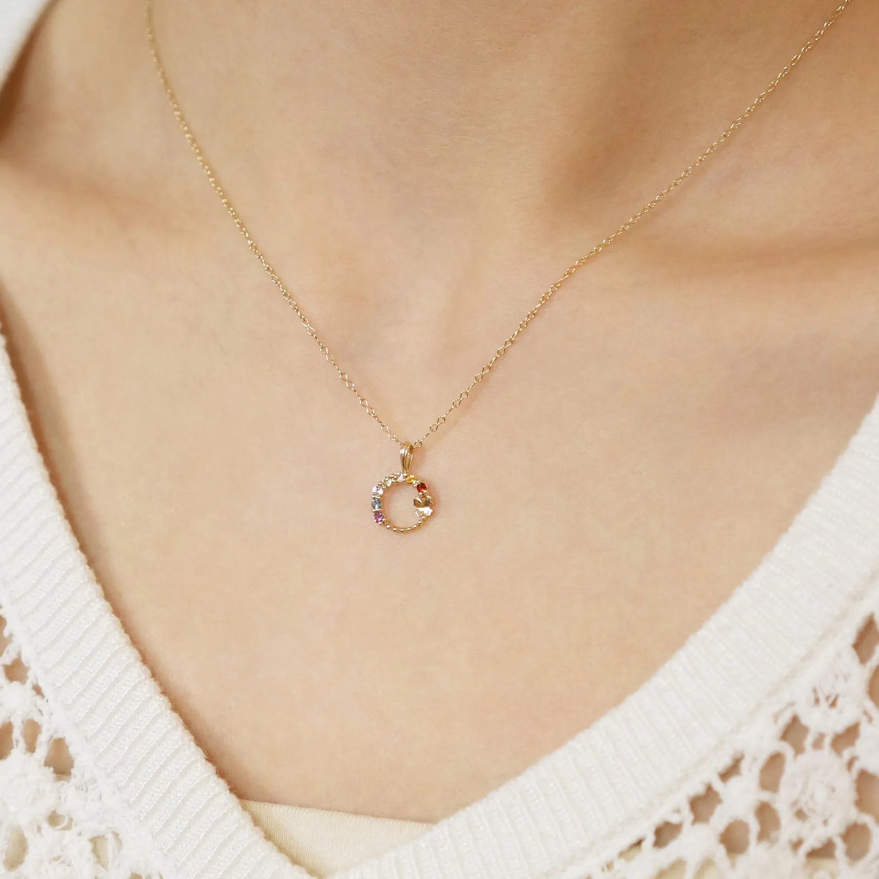 [GARDEN] 10K Rainbow Necklace Charm (Yellow Gold)