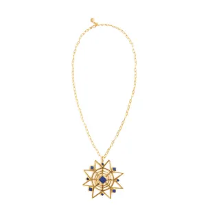 Gold Plate Star Necklace with Lapis - Afghanistan/India