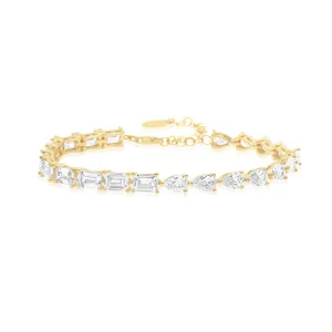 Half Emerald Half Pear Tennis Bracelet