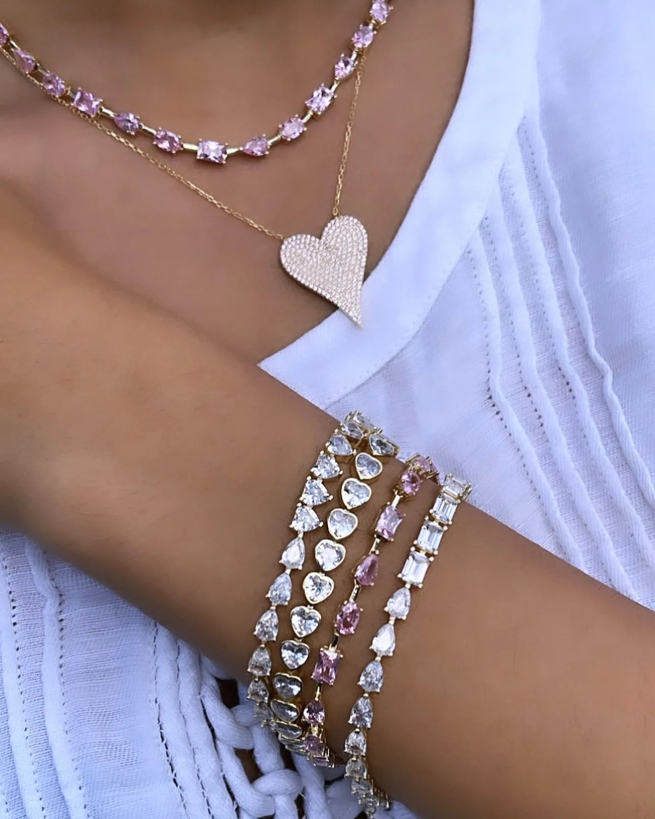 Half Emerald Half Pear Tennis Bracelet