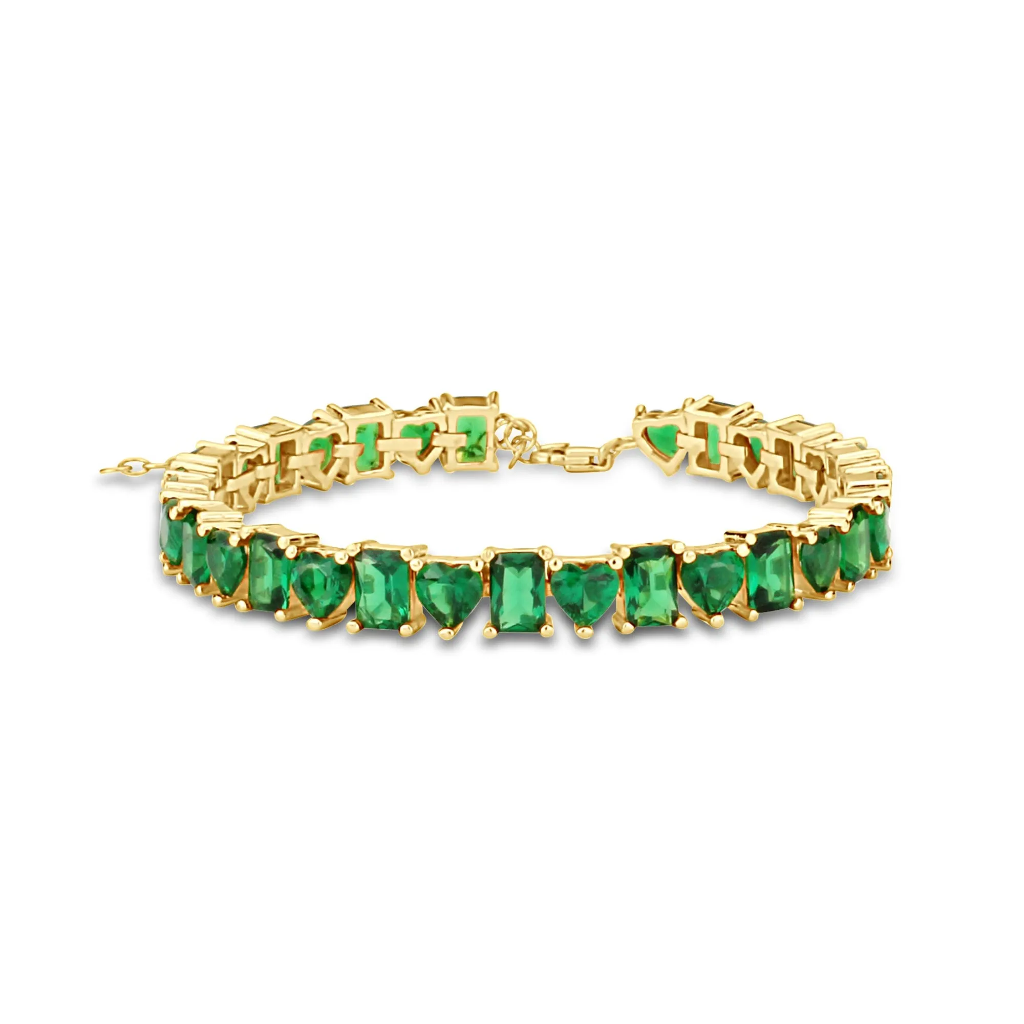 Heart and Emerald Shape Tennis Bracelet