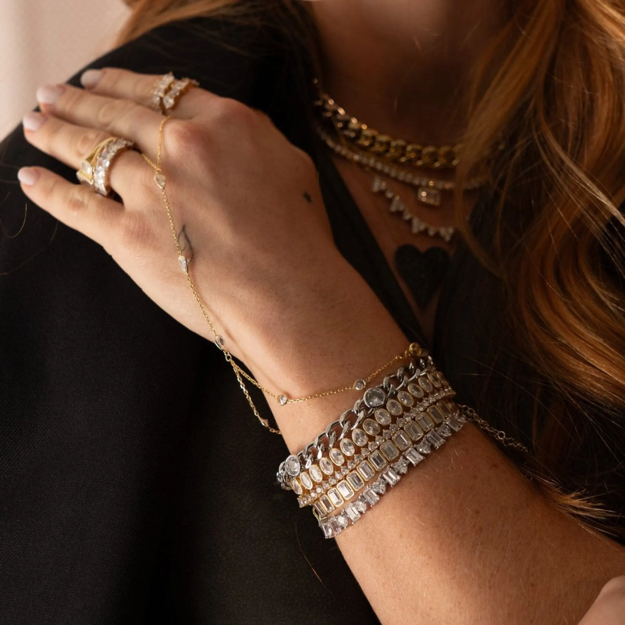 Heart and Emerald Shape Tennis Bracelet