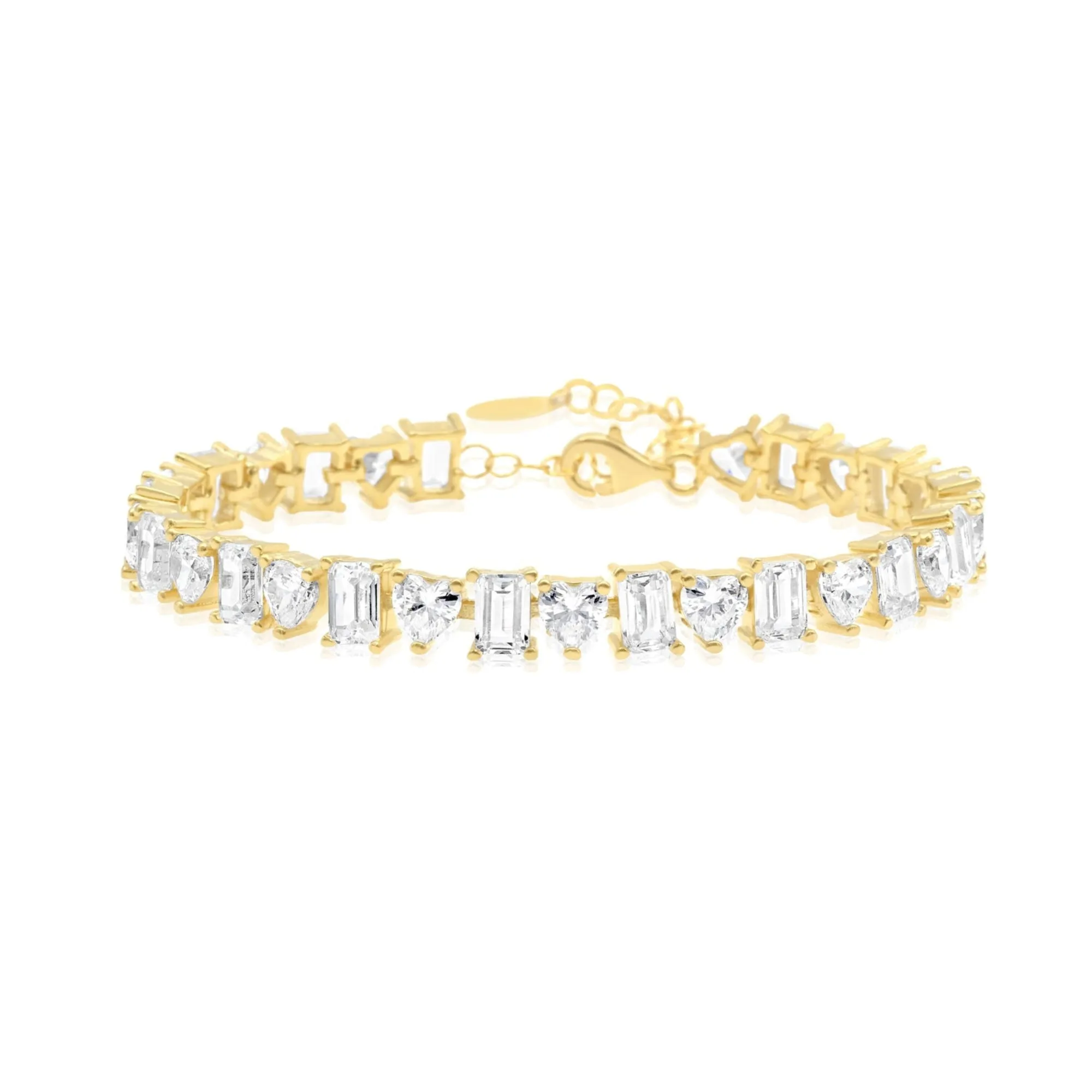 Heart and Emerald Shape Tennis Bracelet