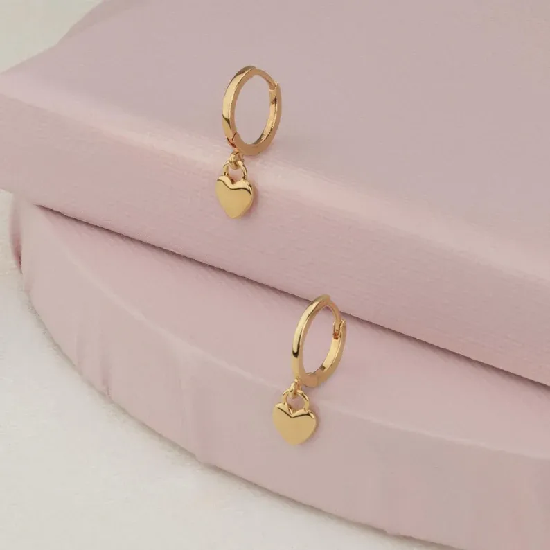 Heart Charm Hoops