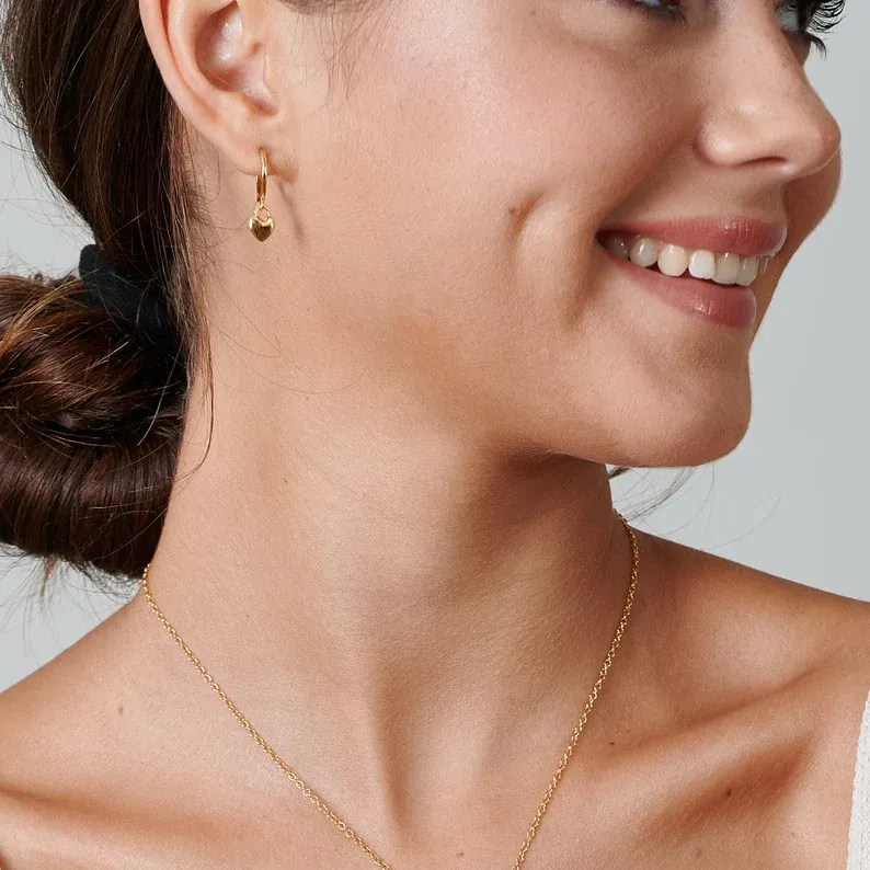 Heart Charm Hoops