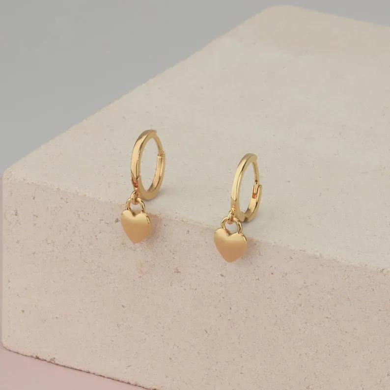 Heart Charm Hoops