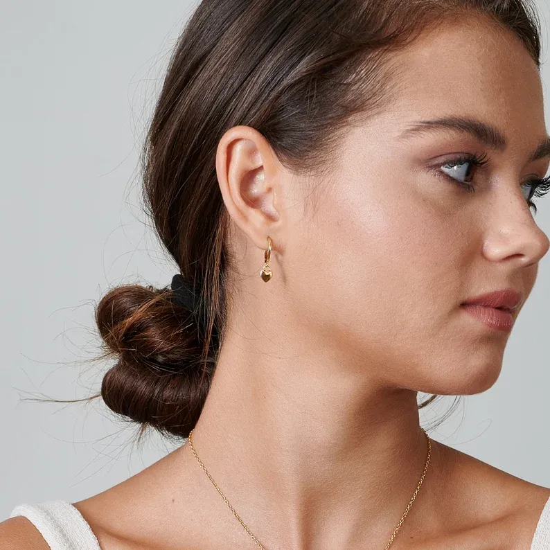 Heart Charm Hoops