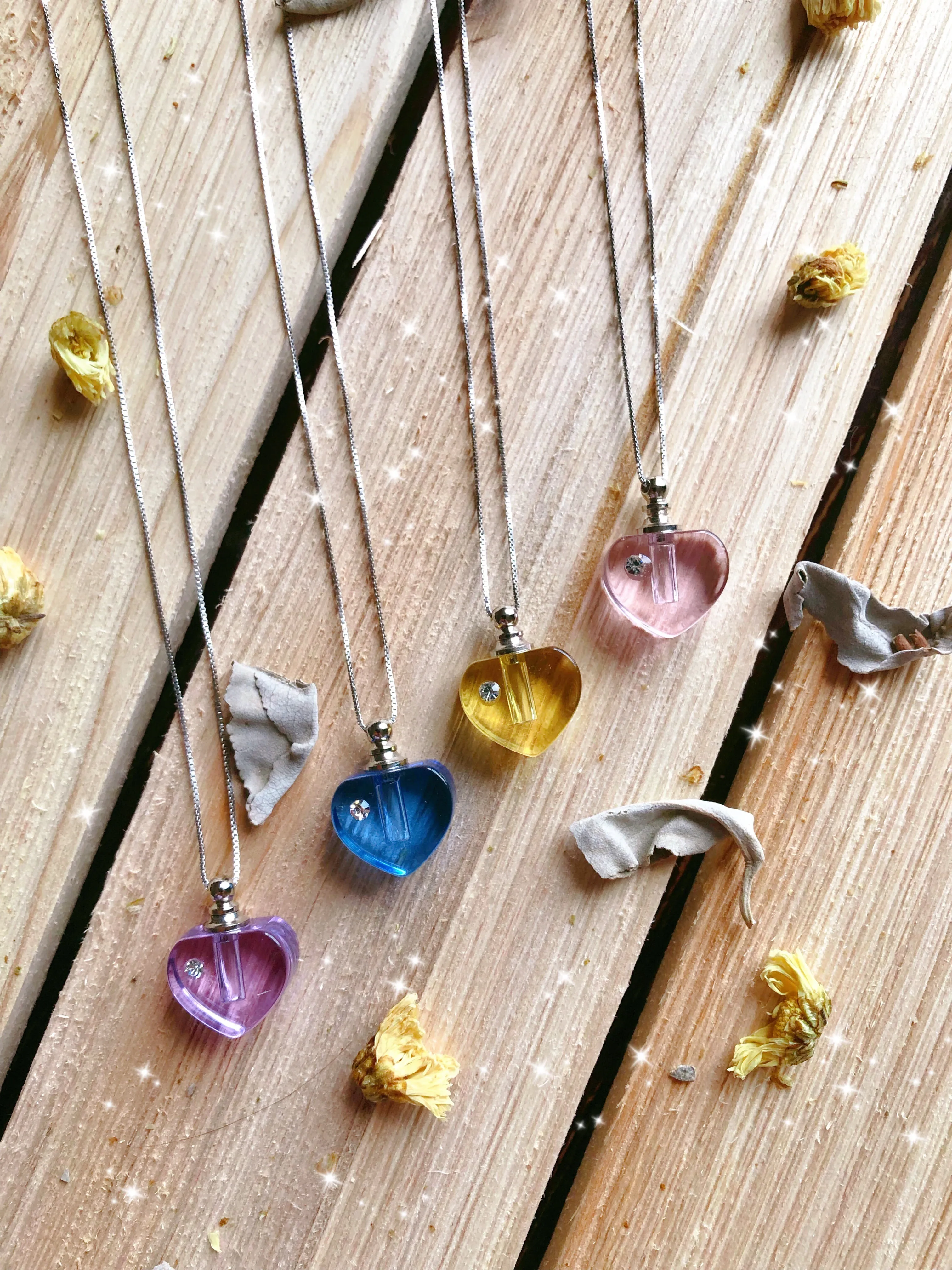 Heart Crystal Essential Oil Bottle Necklace