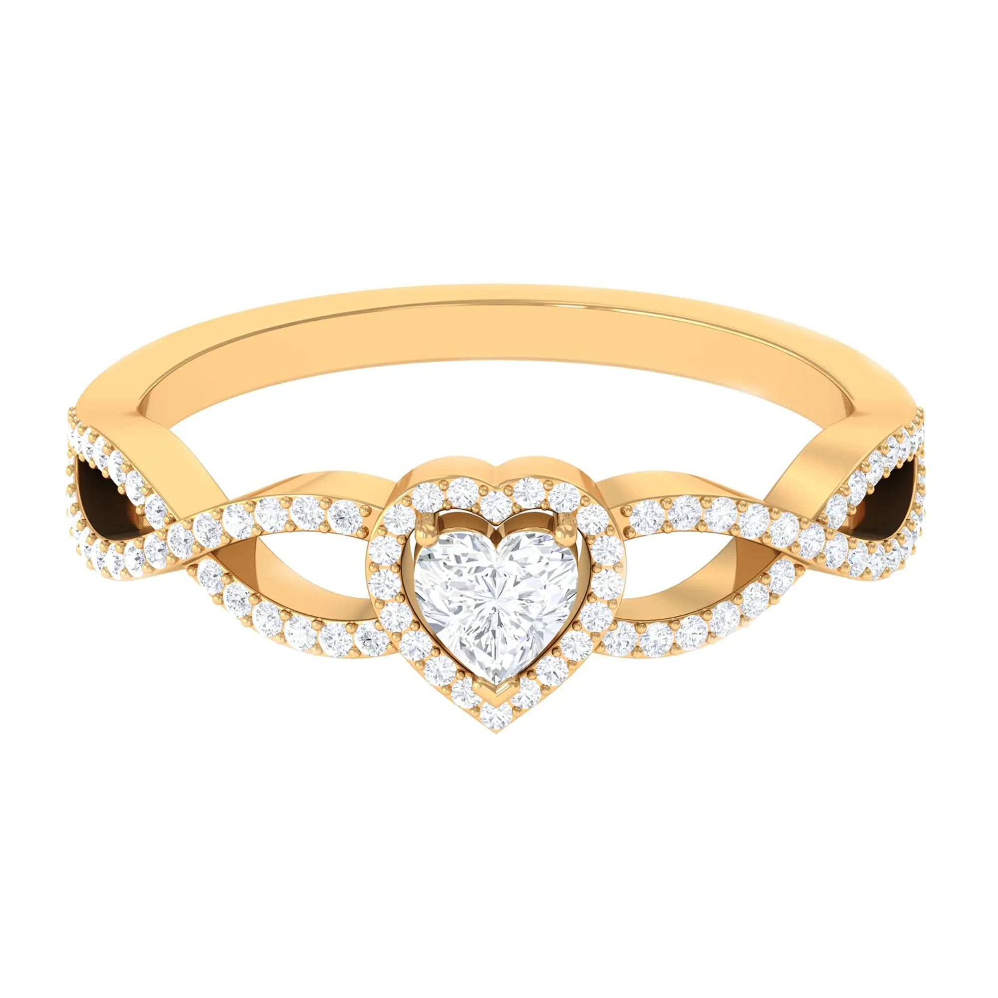 Heart Shape Diamond Criss Cross Engagement Ring