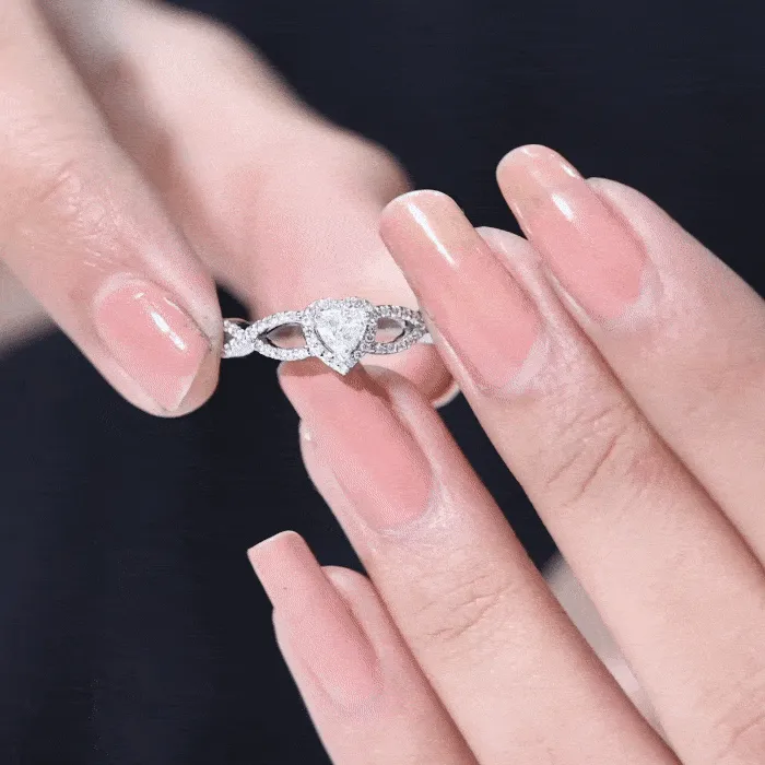 Heart Shape Diamond Criss Cross Engagement Ring