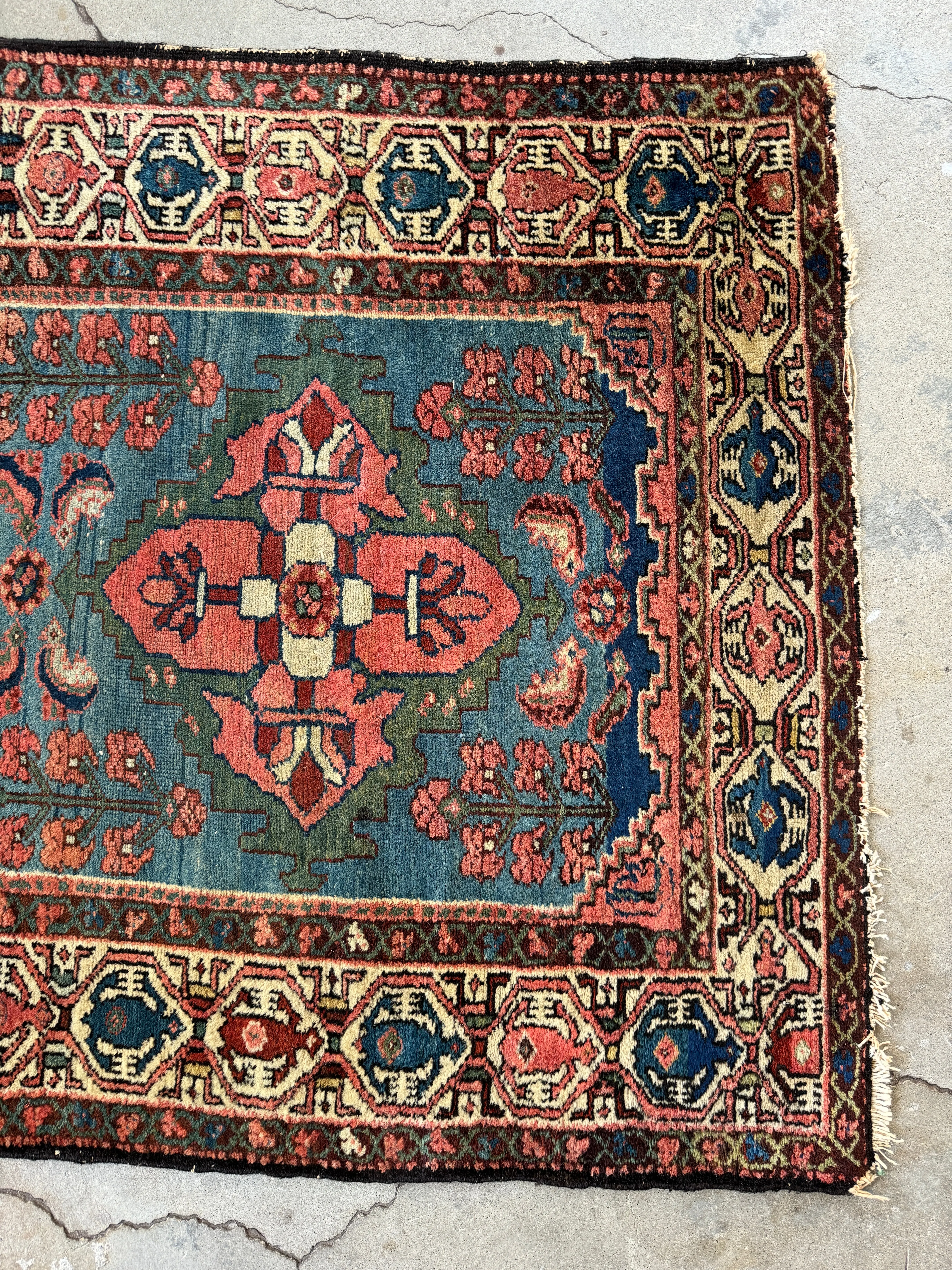 Jewel Toned Vintage Persian Rug / 3'4 x 6'6 Persian Hamadan #3485