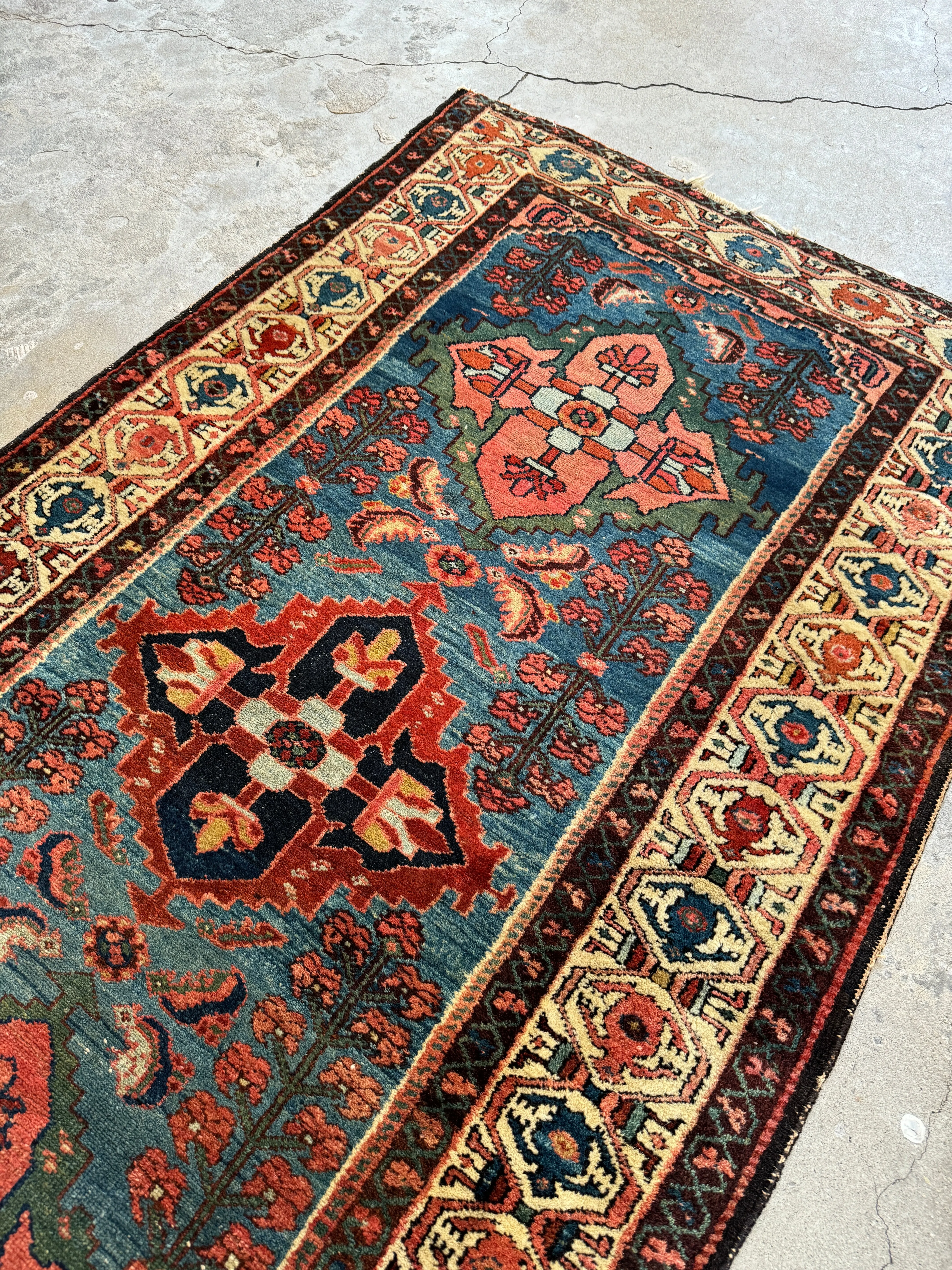Jewel Toned Vintage Persian Rug / 3'4 x 6'6 Persian Hamadan #3485