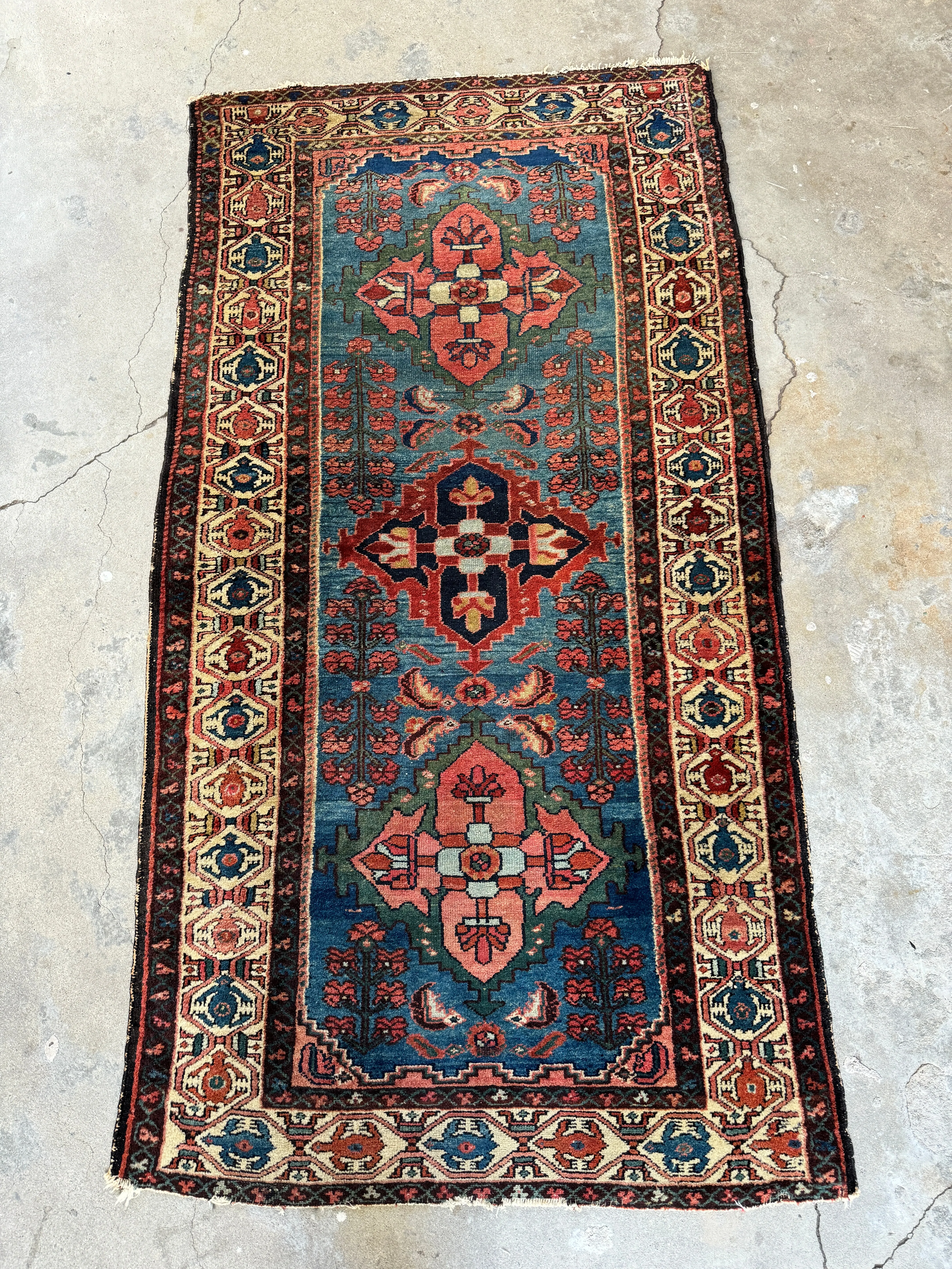 Jewel Toned Vintage Persian Rug / 3'4 x 6'6 Persian Hamadan #3485