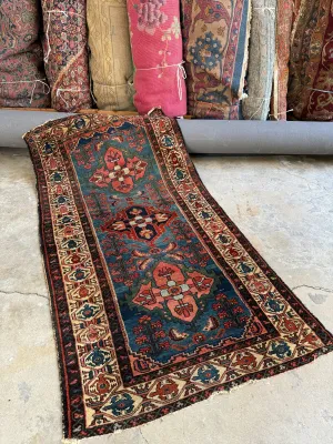 Jewel Toned Vintage Persian Rug / 3'4 x 6'6 Persian Hamadan #3485