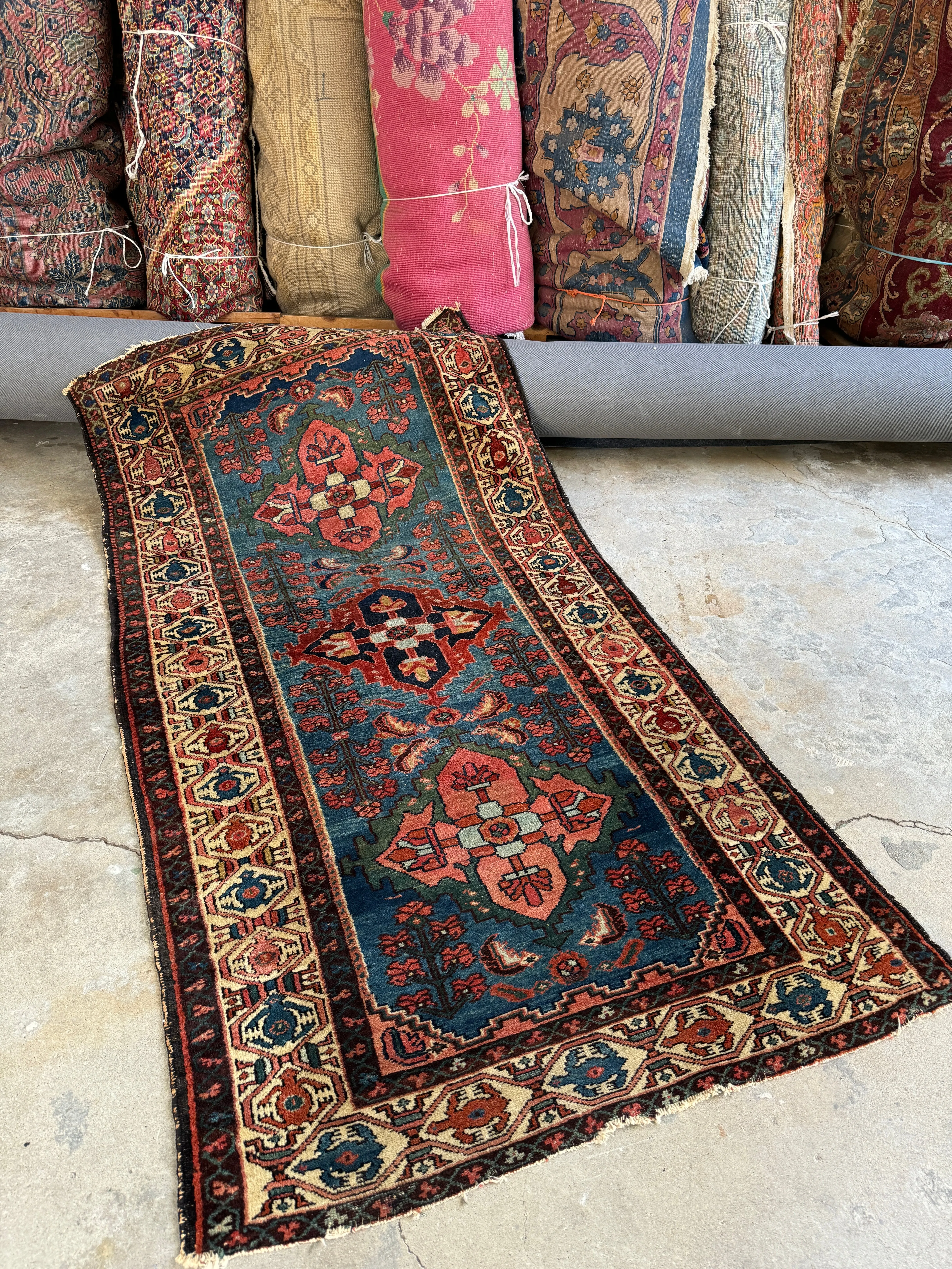 Jewel Toned Vintage Persian Rug / 3'4 x 6'6 Persian Hamadan #3485