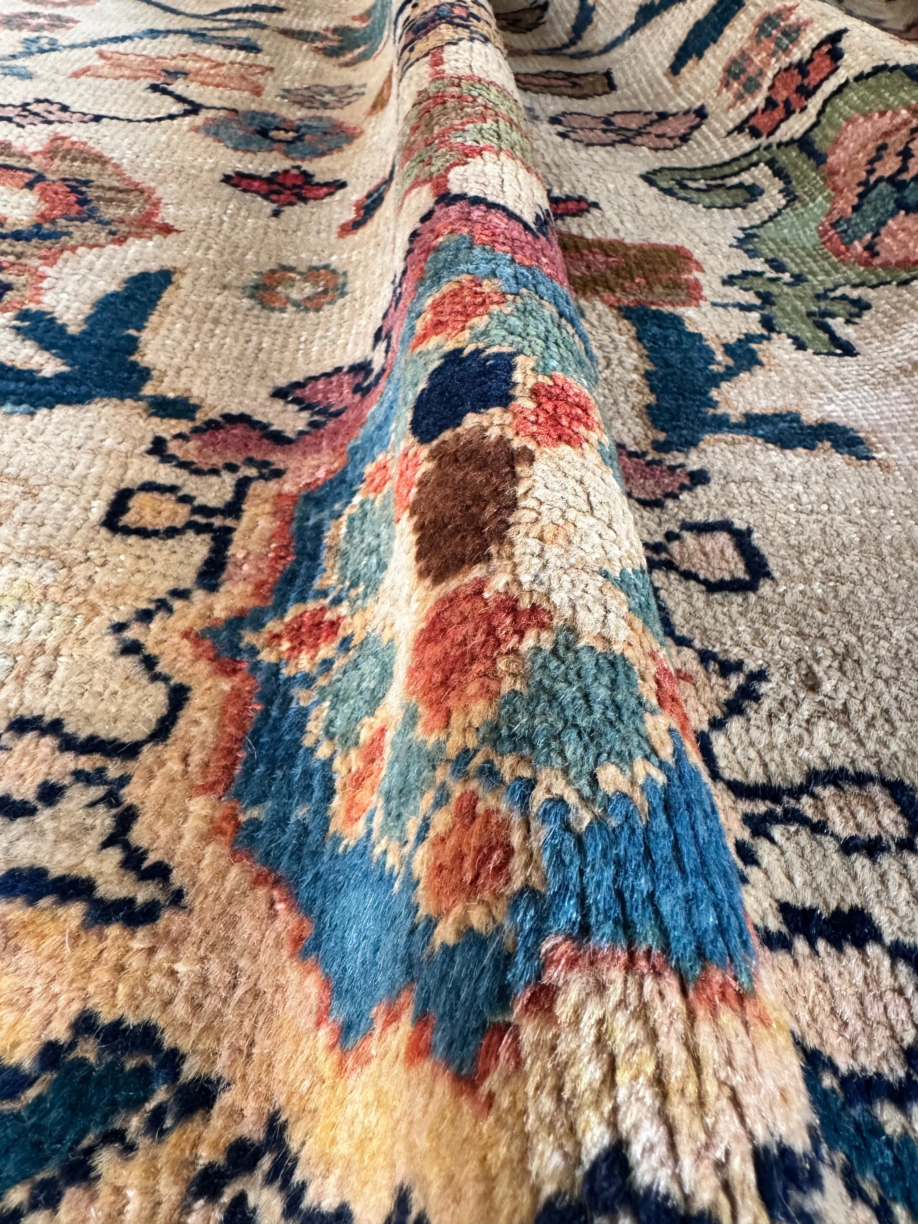Large Antique Persian Ivory Rug / 7'9 x 10'1 Persian Mahal Rug #4023