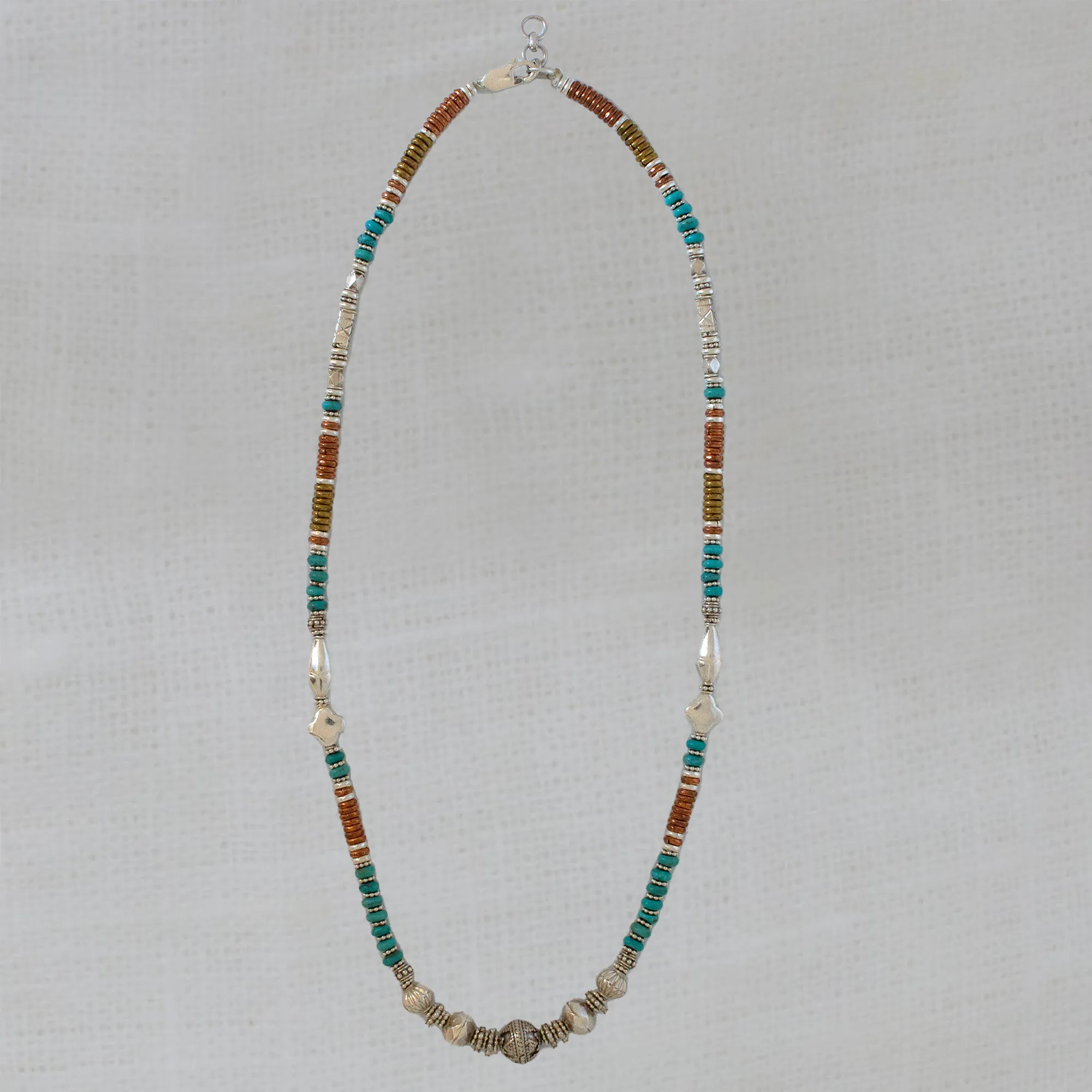 Mixed Metals and Gemstone Feature Bead Necklace
