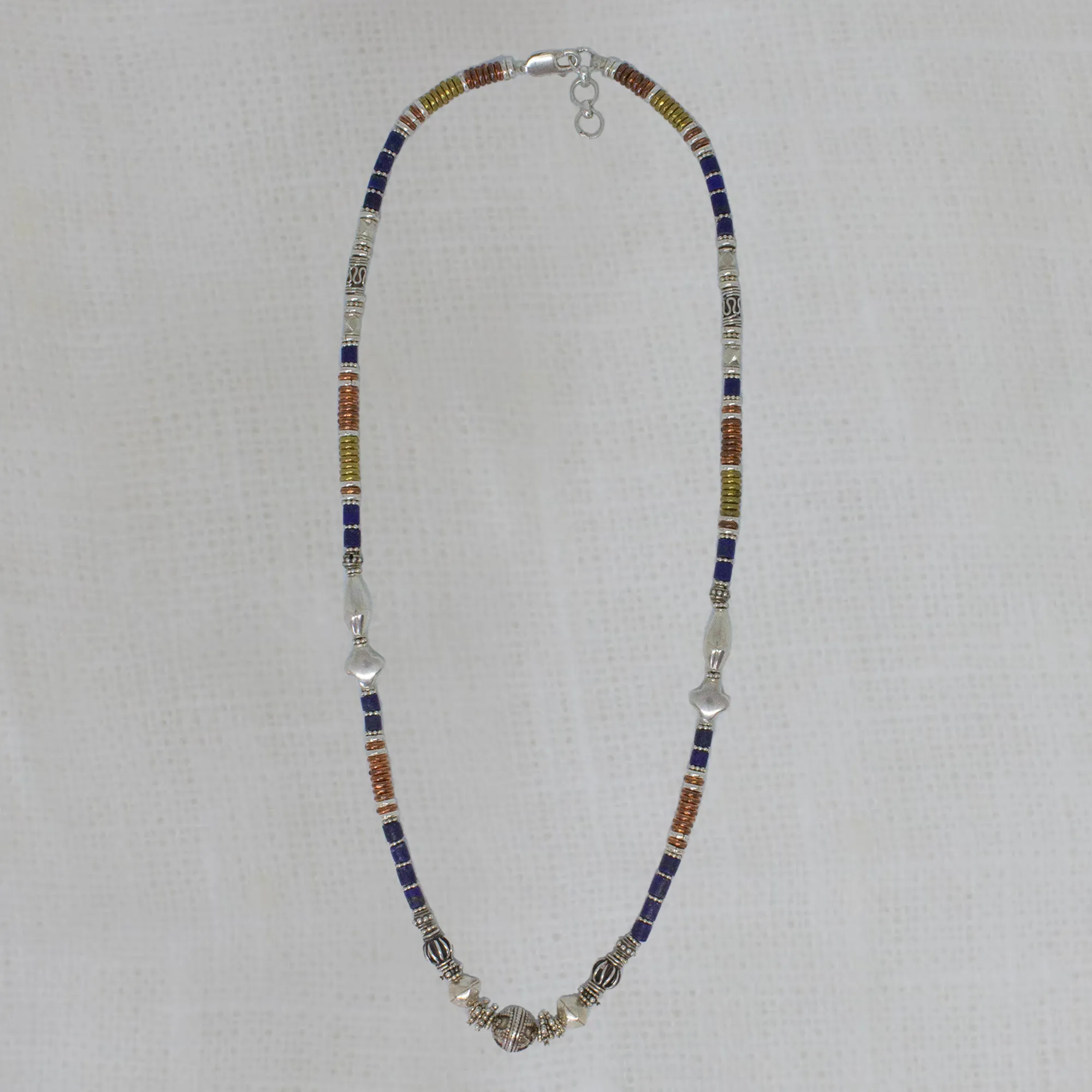 Mixed Metals and Gemstone Feature Bead Necklace