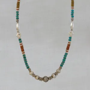 Mixed Metals and Gemstone Feature Bead Necklace