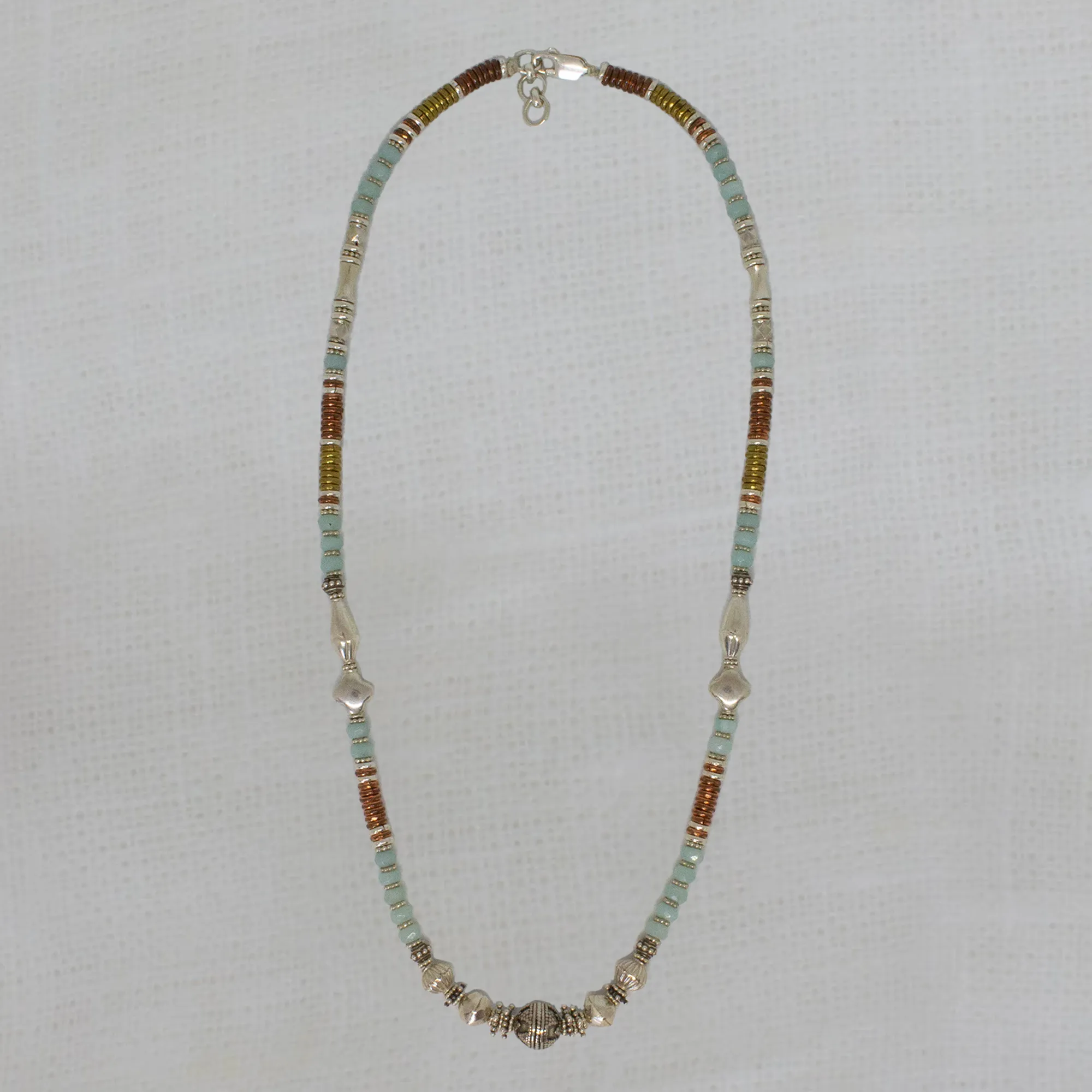 Mixed Metals and Gemstone Feature Bead Necklace