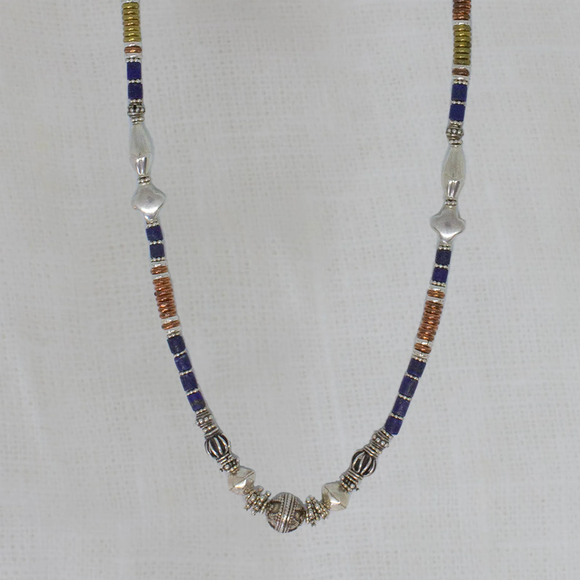 Mixed Metals and Gemstone Feature Bead Necklace