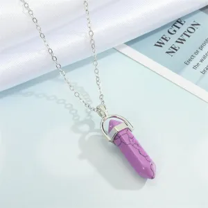 N1982 Silver Lavender Crackle Imitation Stone Necklace with FREE Earrings