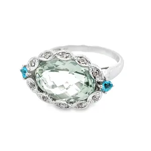 Oval Shape Peridot & Diamond Ring