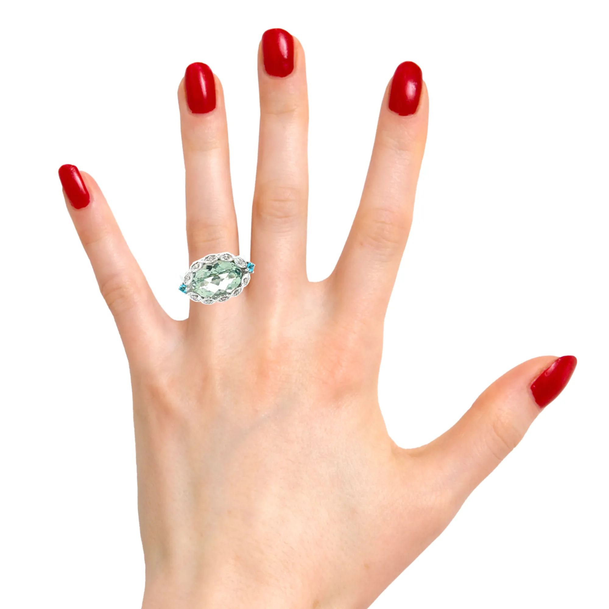 Oval Shape Peridot & Diamond Ring
