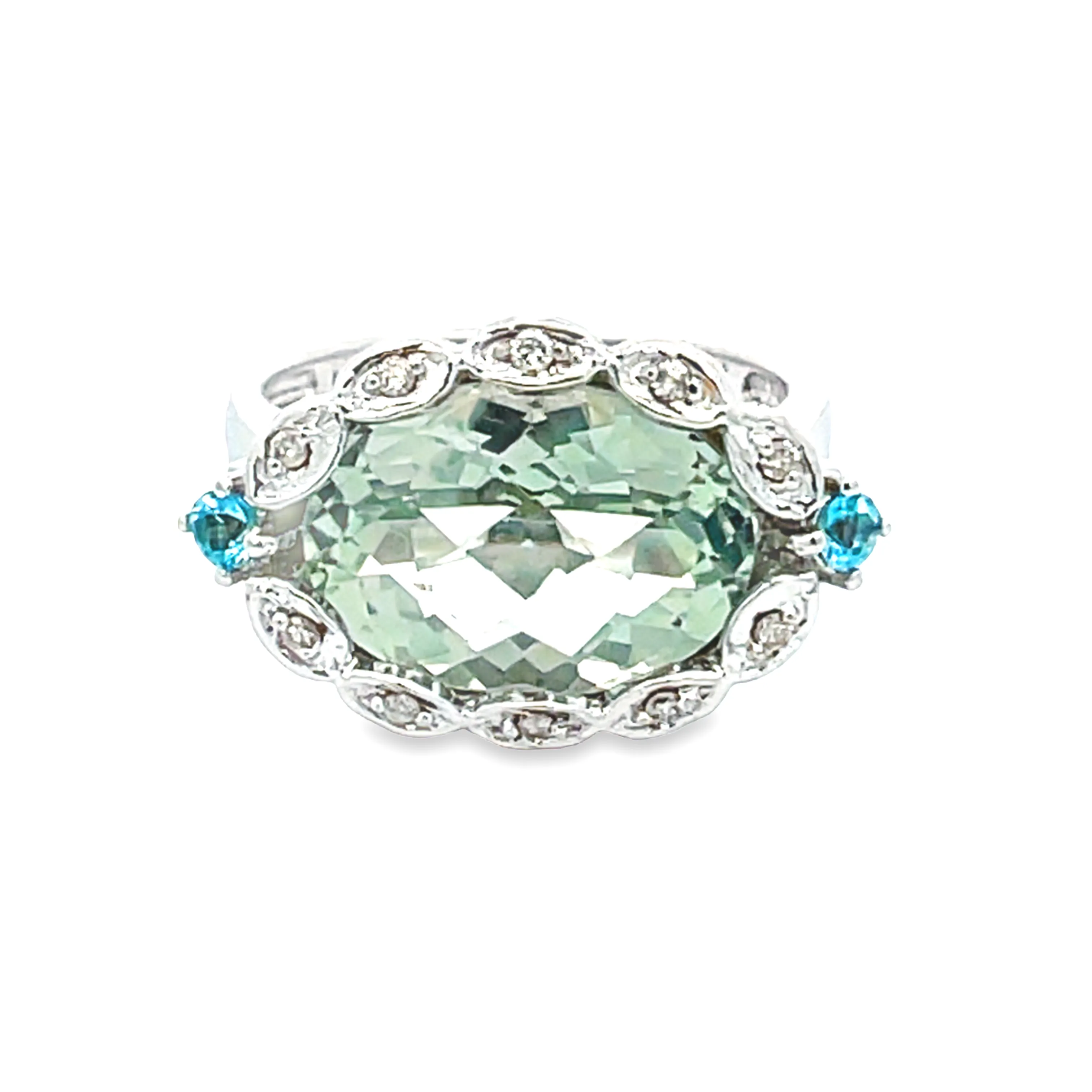 Oval Shape Peridot & Diamond Ring