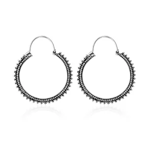 Oxidised Silver Splended Round Filigree Hoop
