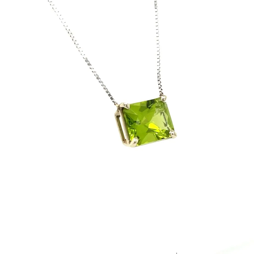 Peridot Necklace 14k White Gold Chain at Regard Jewelry in Austin, Texas