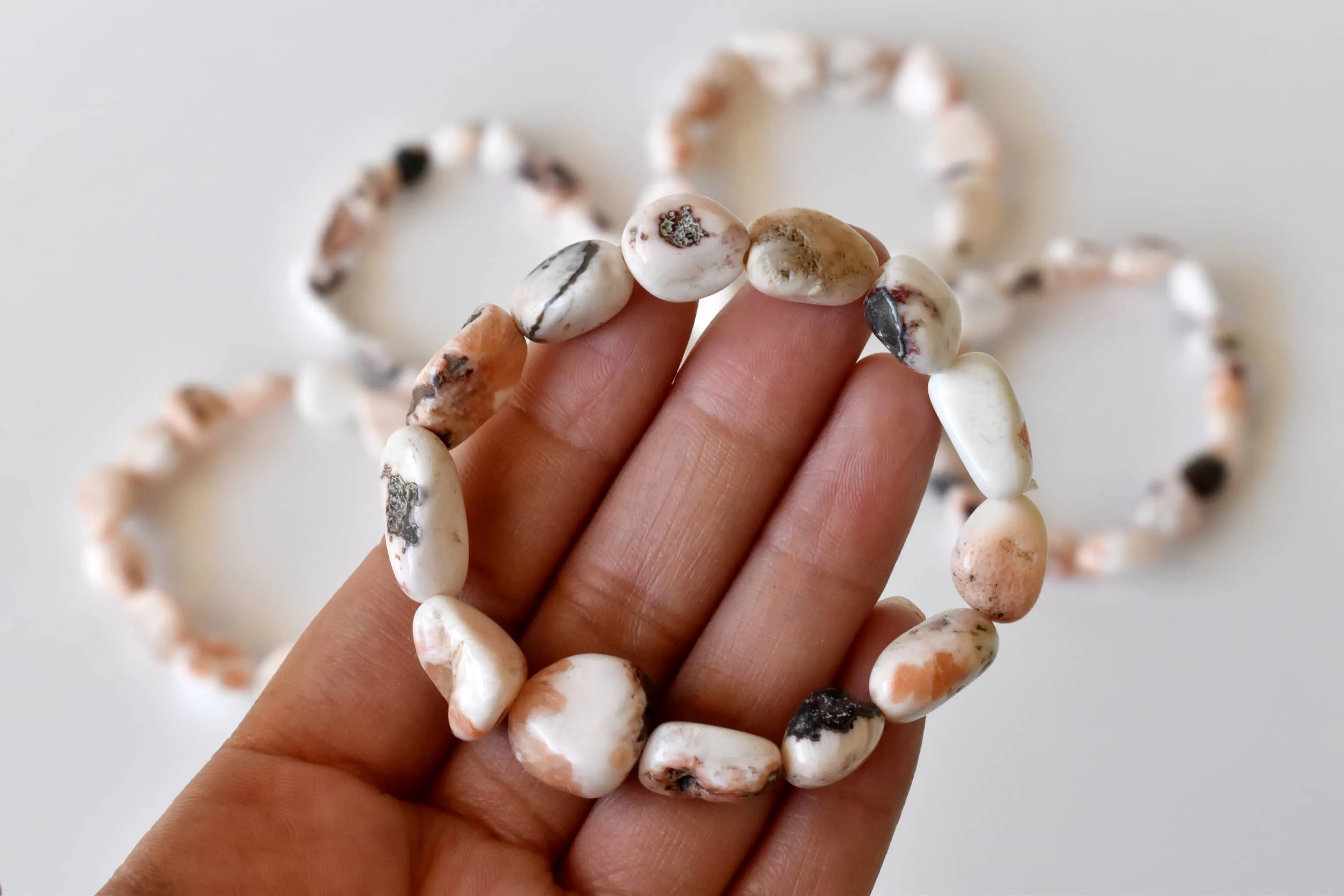 Pink Opal Nugget Bracelet ~ Natural Gemstone Chunks Jewelry.