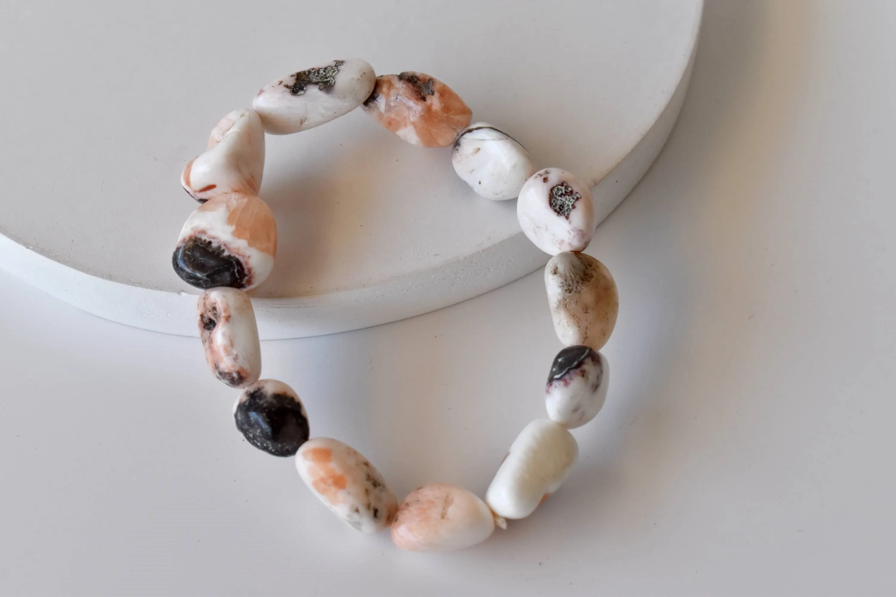 Pink Opal Nugget Bracelet ~ Natural Gemstone Chunks Jewelry.