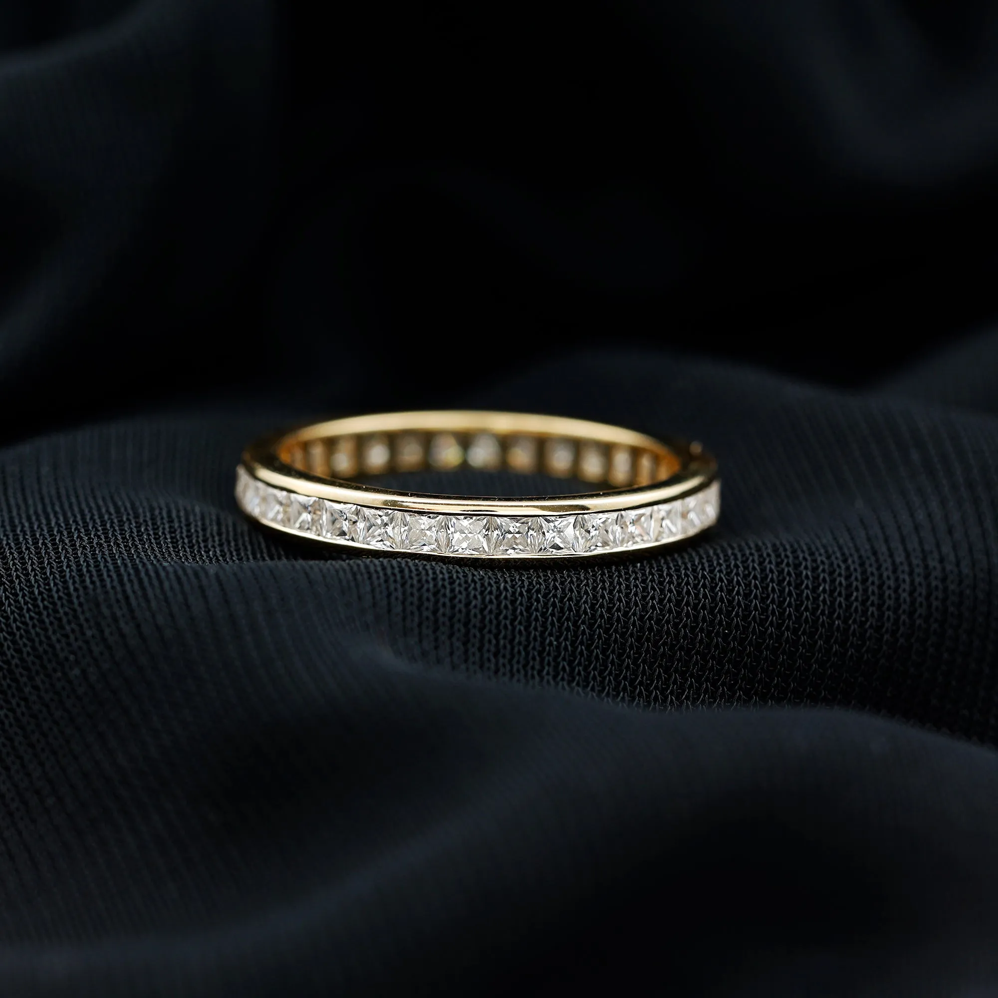 Princess Cut Moissanite Eternity Band Ring in Channel Setting