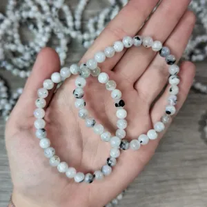 Rainbow Moonstone Gemstone Beaded Bracelet 6mm