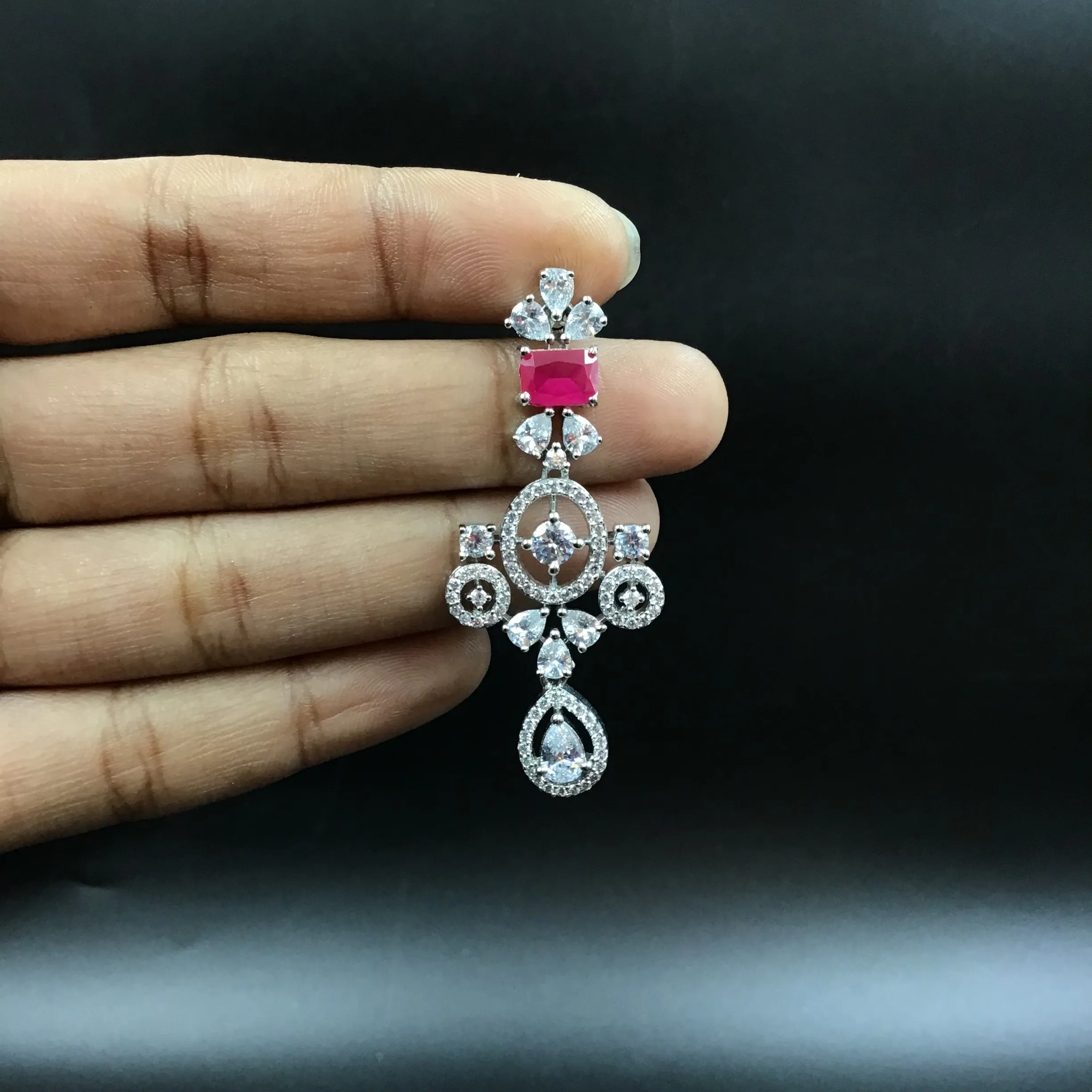 Round Neck Zircon/AD Necklace Set 6017-68