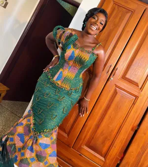 Royal Weaved Kente Wedding/ Event Dress D325