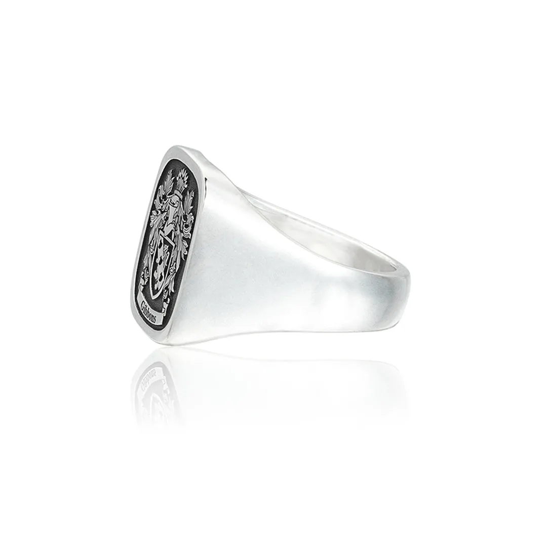 Signet Square Ring Base for Family Crest - Solid Silver