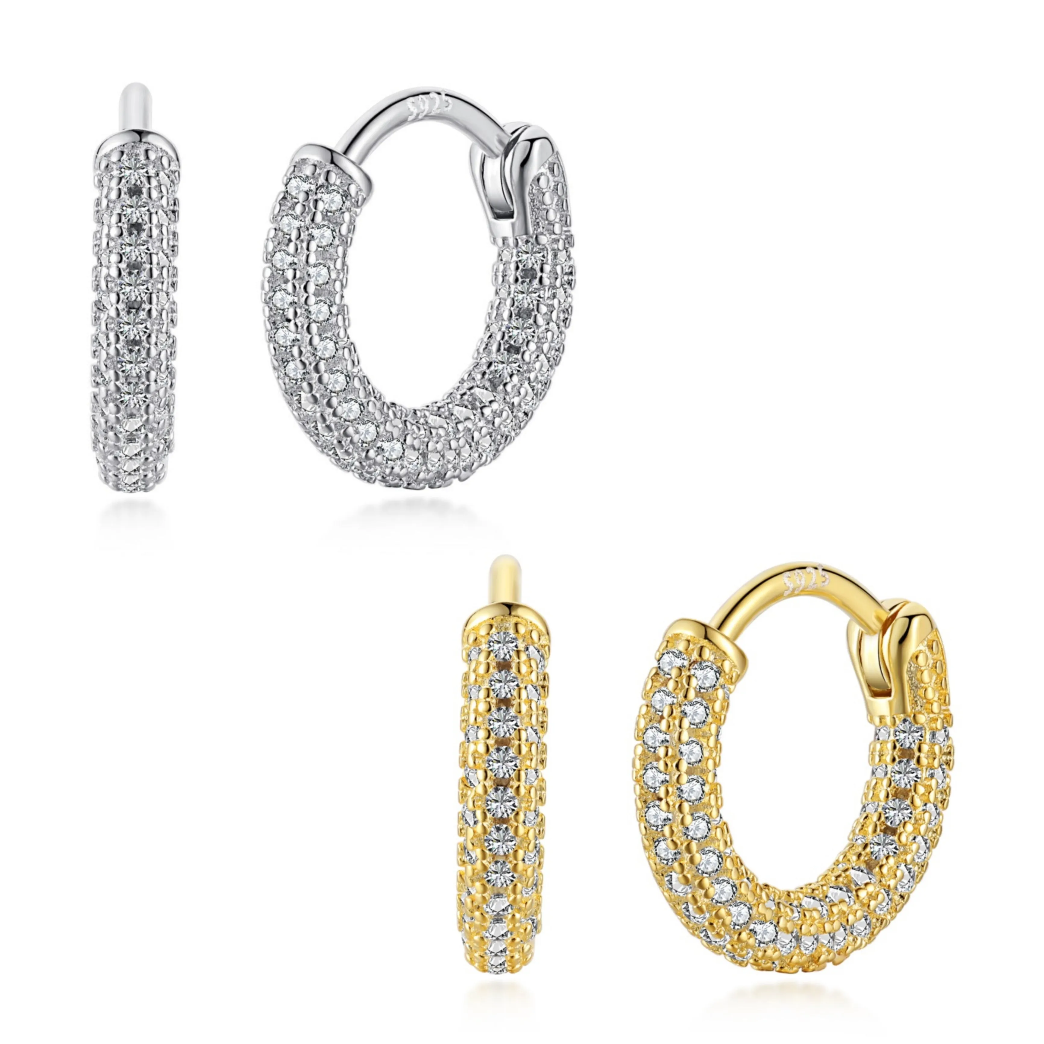 Sterling Silver Micropave Huggie Hoop Earrings