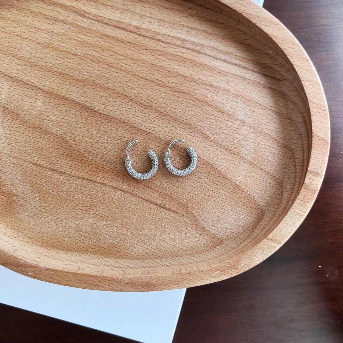 Sterling Silver Micropave Huggie Hoop Earrings