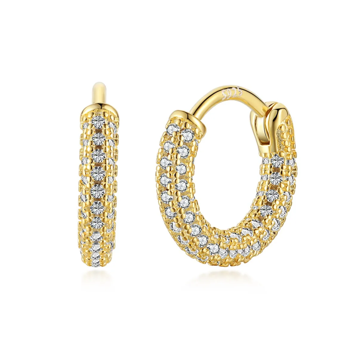 Sterling Silver Micropave Huggie Hoop Earrings