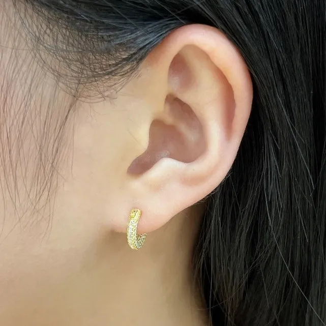 Sterling Silver Micropave Huggie Hoop Earrings