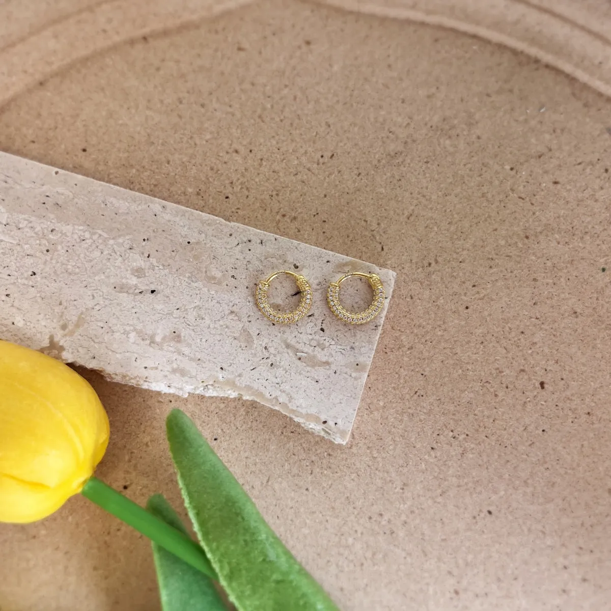 Sterling Silver Micropave Huggie Hoop Earrings