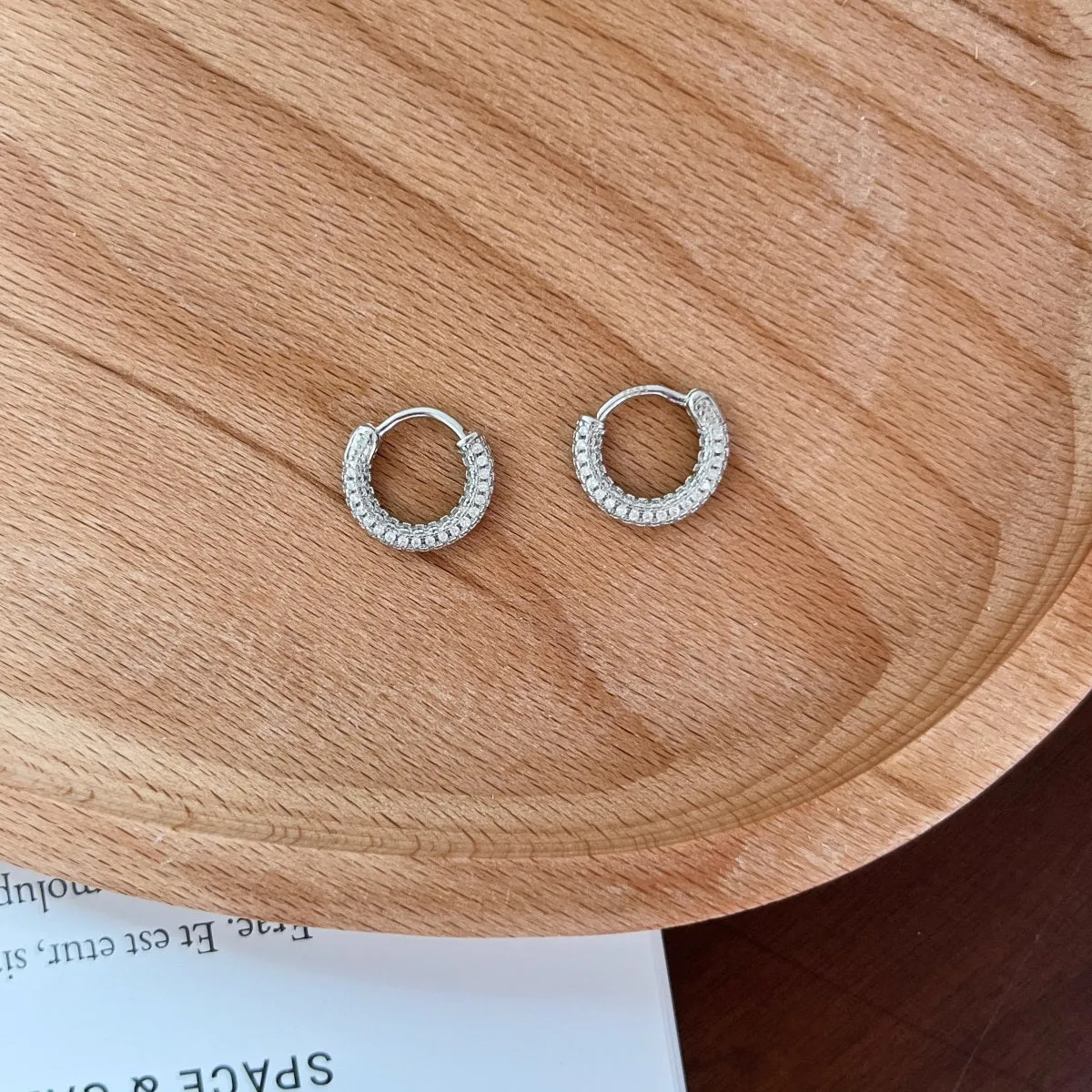Sterling Silver Micropave Huggie Hoop Earrings
