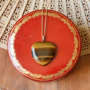 Tigers Eye Heart Pendant Necklace