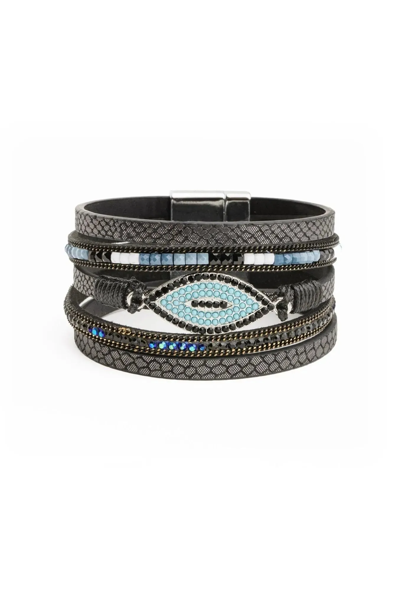 Vegan Leather Evil Eye Bracelet