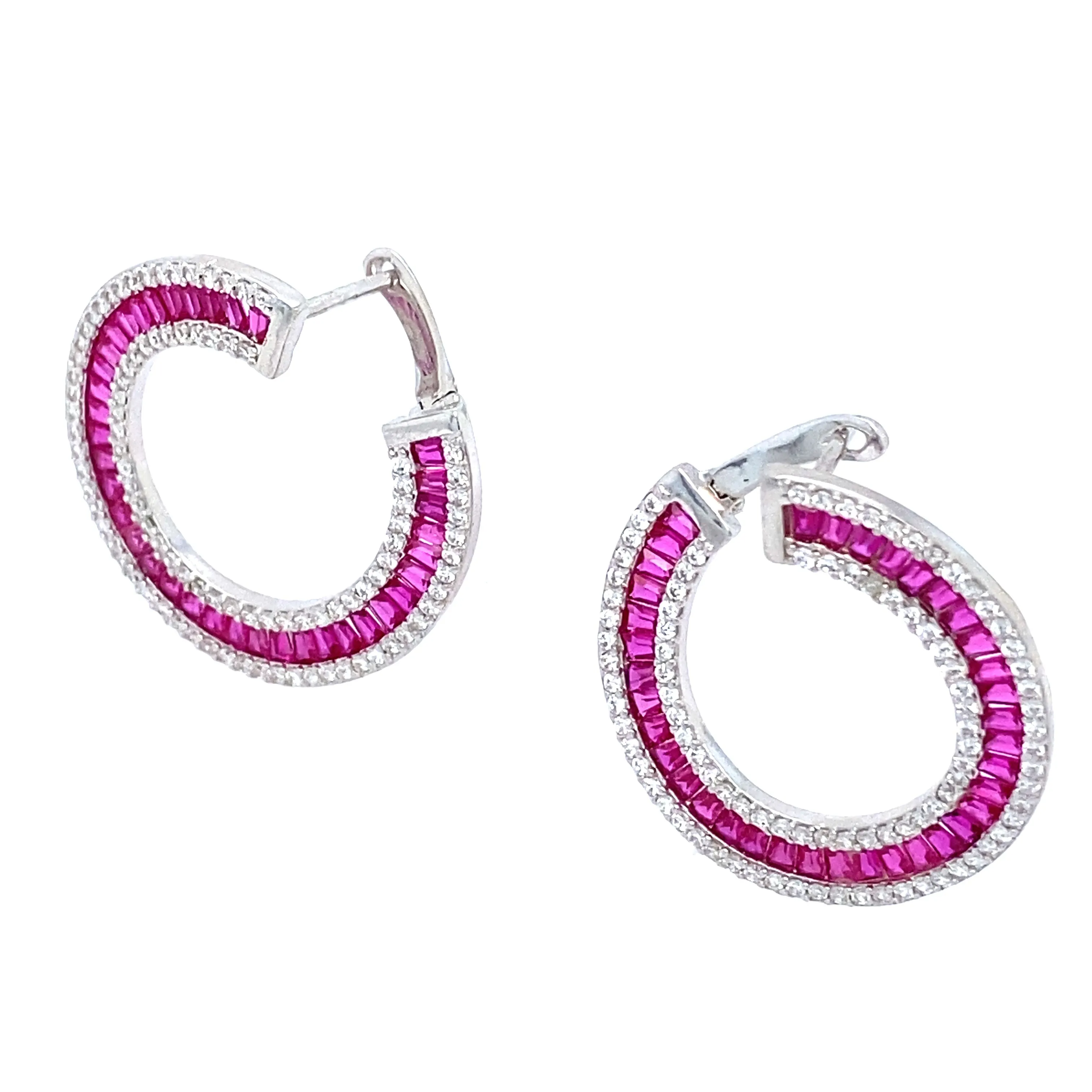 Vibrant Ruby Open Circle Earrings