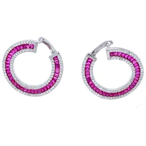 Vibrant Ruby Open Circle Earrings